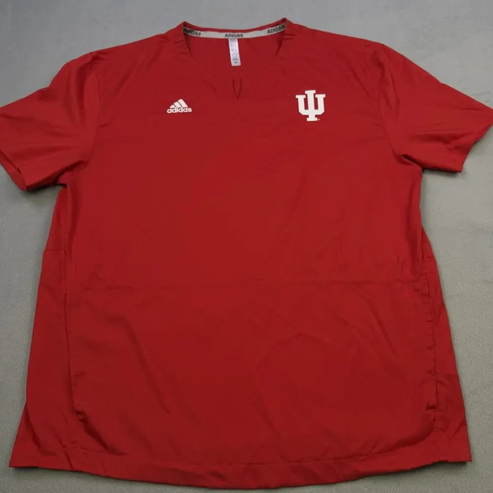 Indiana Hoosiers Shirt Mens Medium Red NCAA Basketball Adidas Short Sleeve
